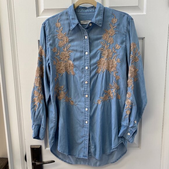 Zara Woman Premium Denim Collection Embroidered Shirt - Picture 2 of 5